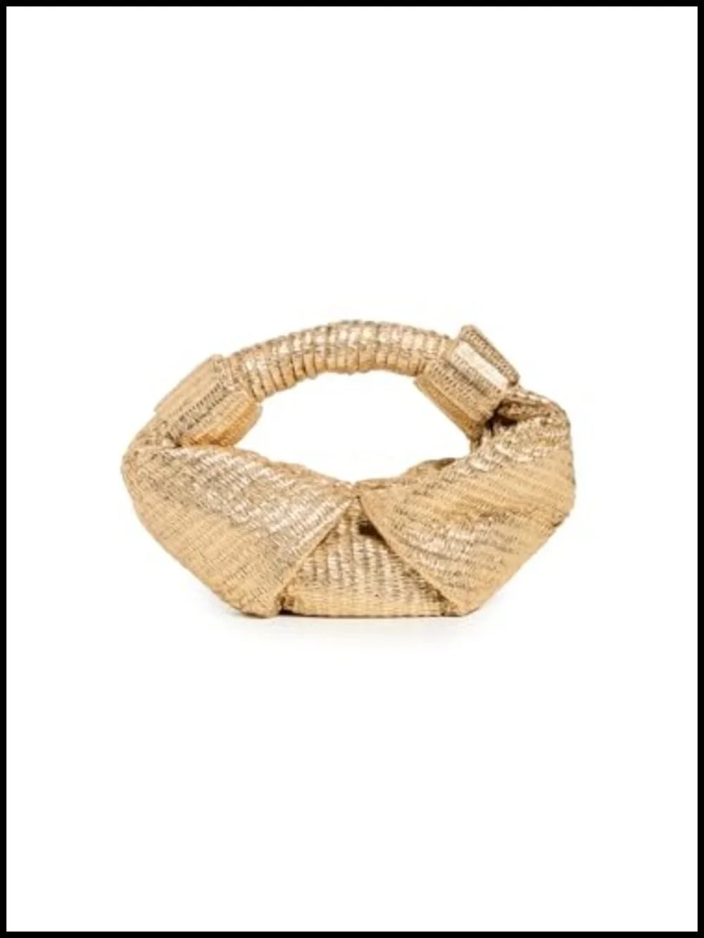 Metallic Raffia Lopsy Bag with Top Handle Knot Details